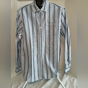 Tommy Bahama Blue and White Striped Button Down Shirt